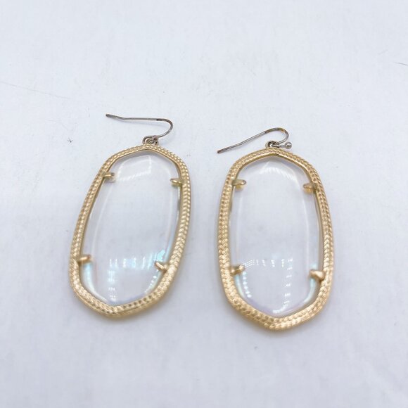 Kendra Scott Jewelry - Kendra Scott Gold Clear Stone Oval Shape Stud Dangle Earrings Large